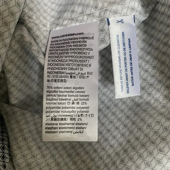 Calvin Klein Men's Dress Shirt L Button Up Geometric Long Sleeve Office Preppy - Picture 7 of 8